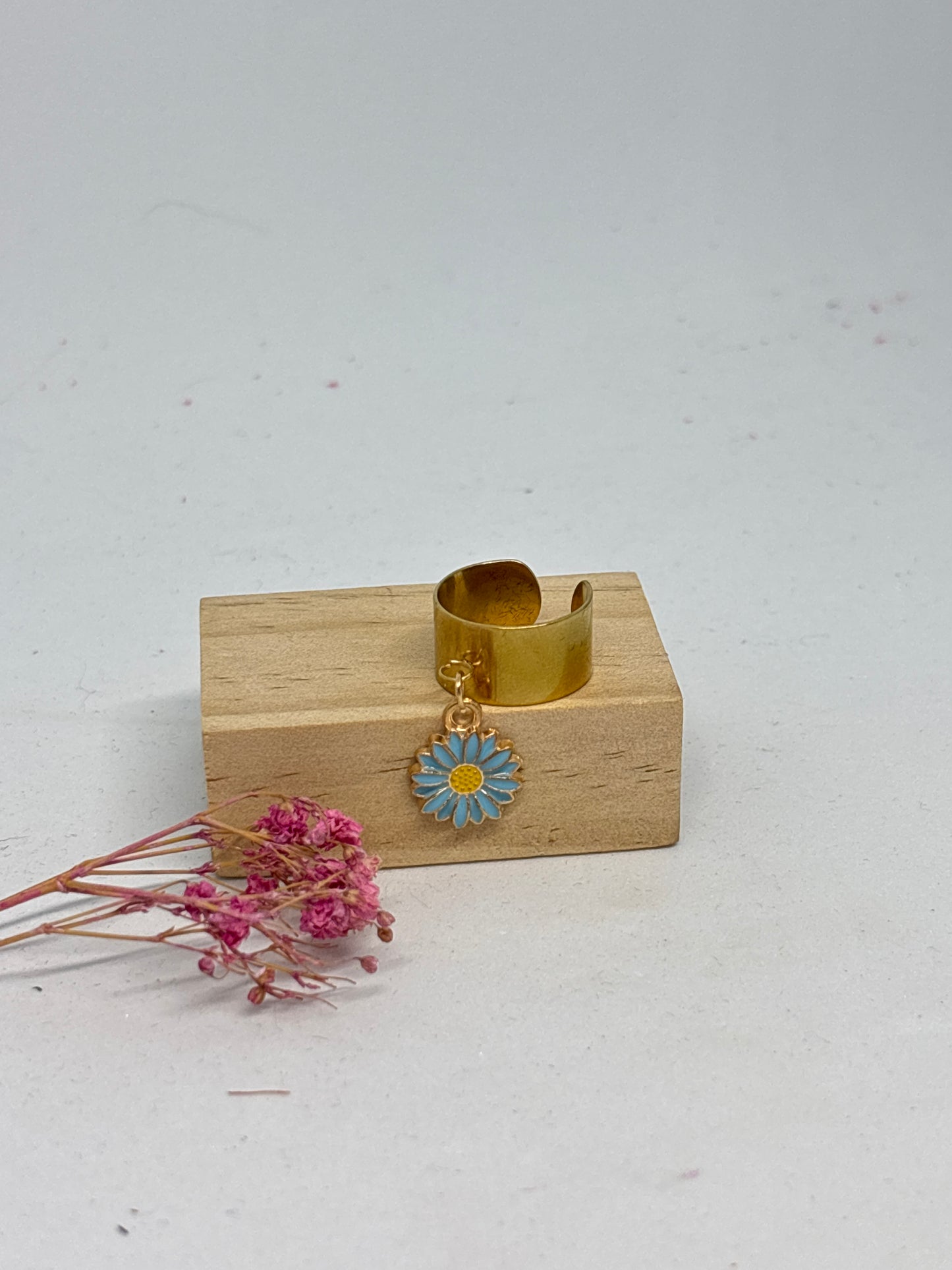 Bague pampille M - tournesol bleu