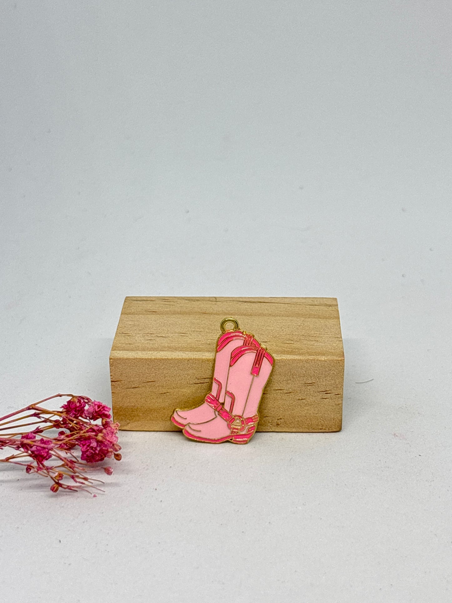 Breloque santiag rose 2,8x2 cm - acier inoxydable 👢