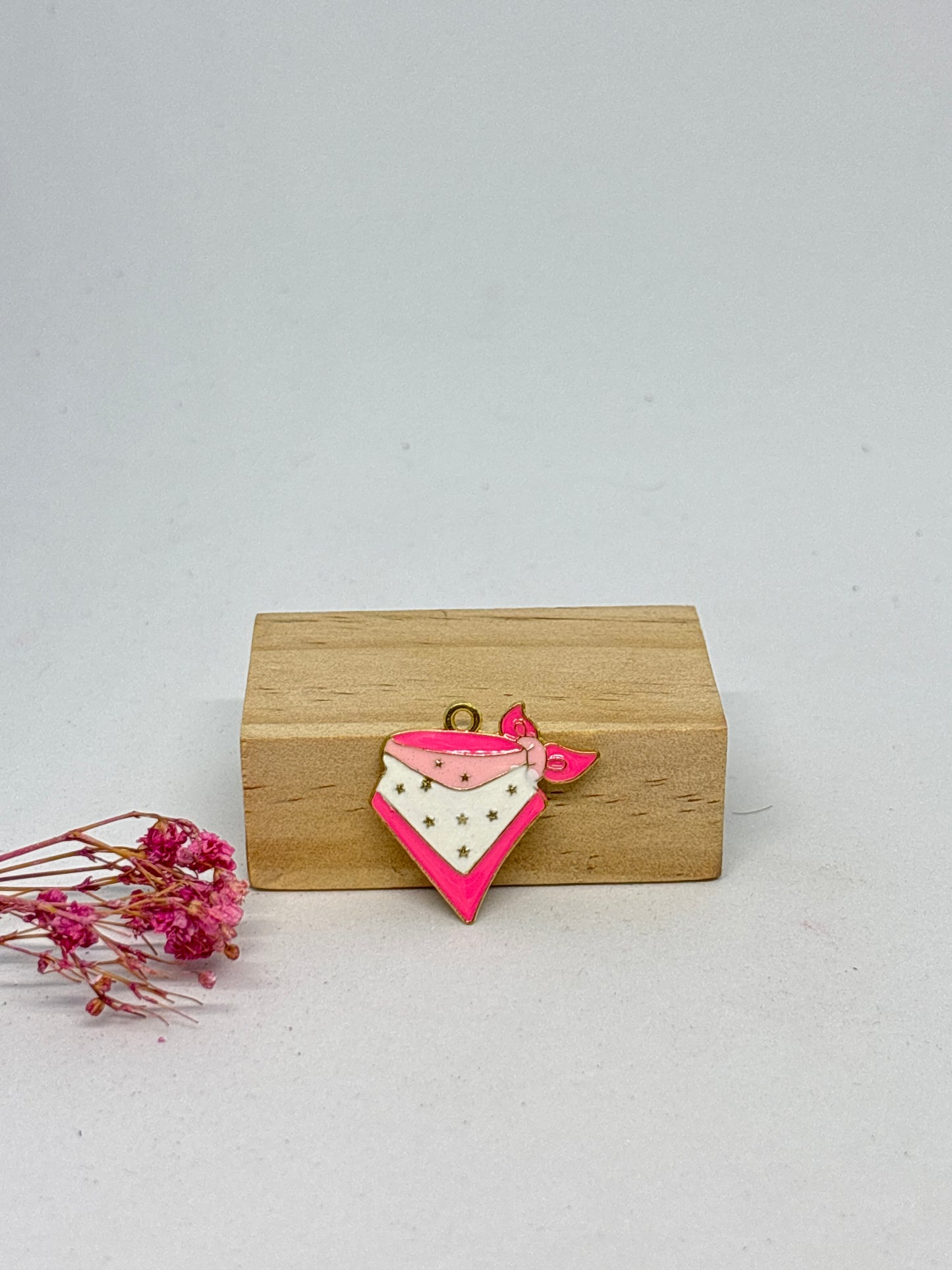 Breloque bandana rose 2,2x2,4 - acier inoxydable