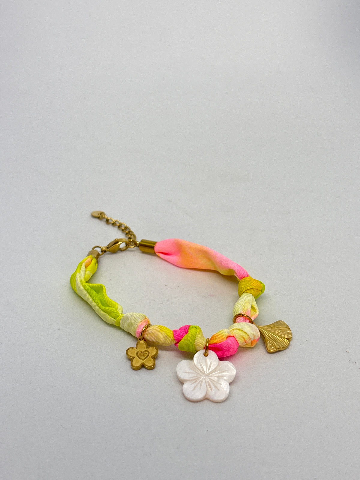 Bracelet tissu fluo - plaqué or