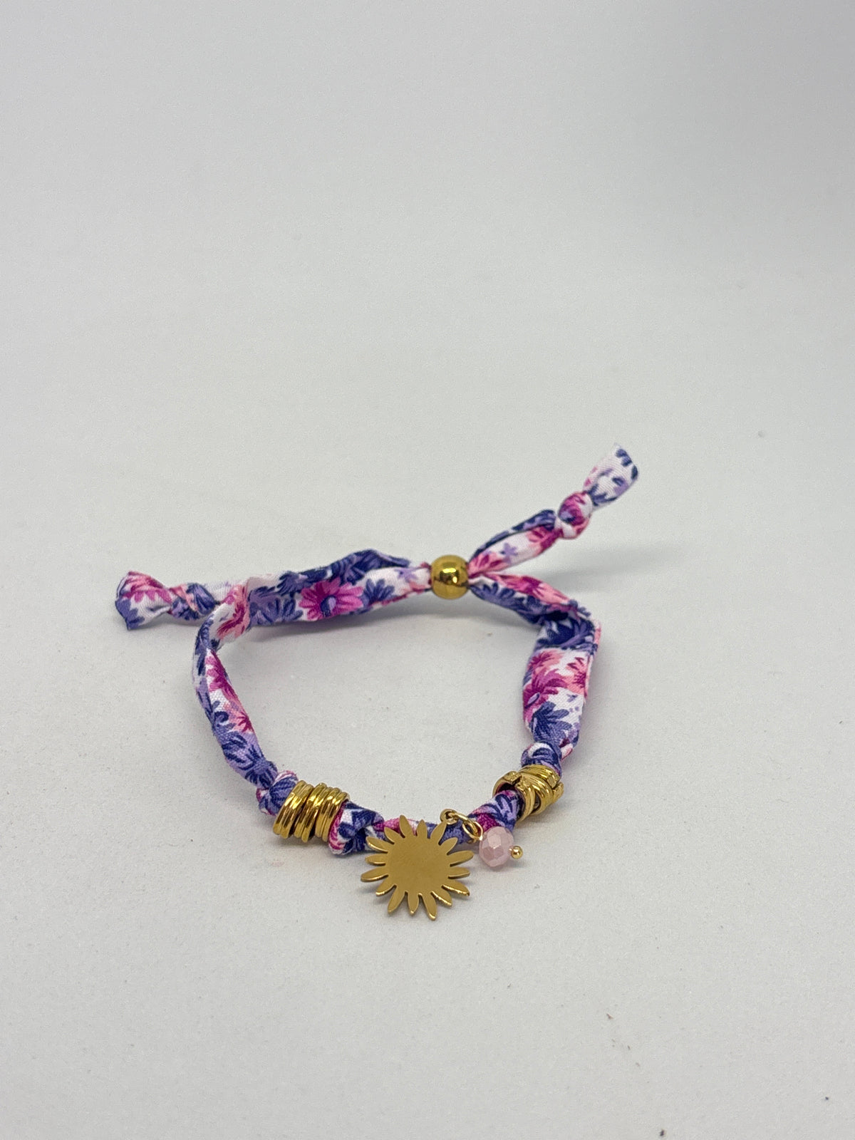Bracelet tissu floral - rose/violet
