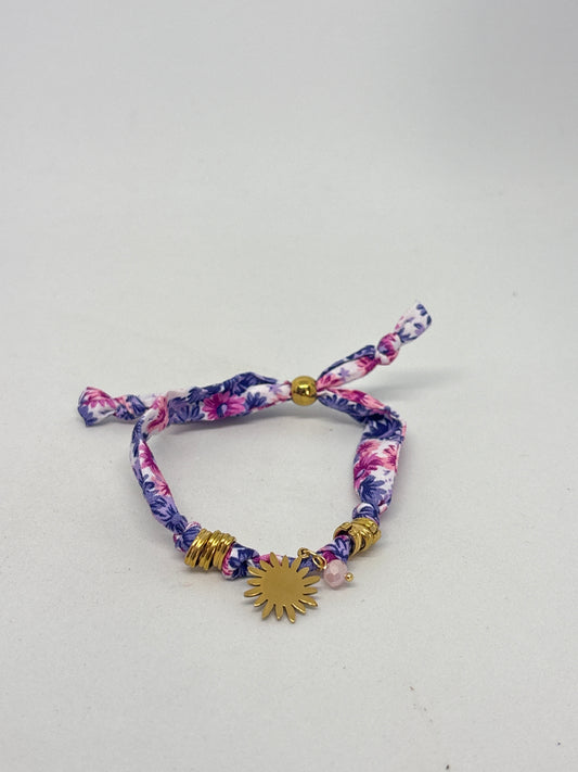 Bracelet tissu floral - rose/violet