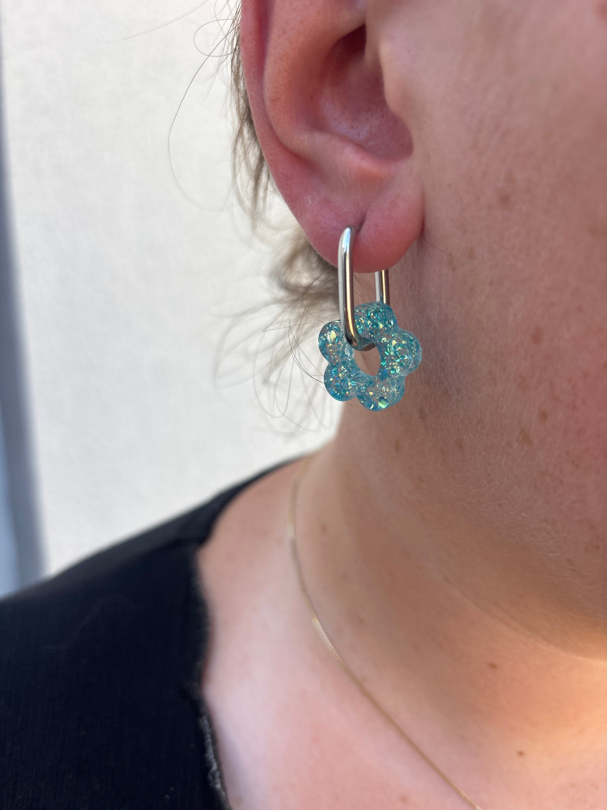 ✨ Créoles ovales - plaqué or blanc 18K