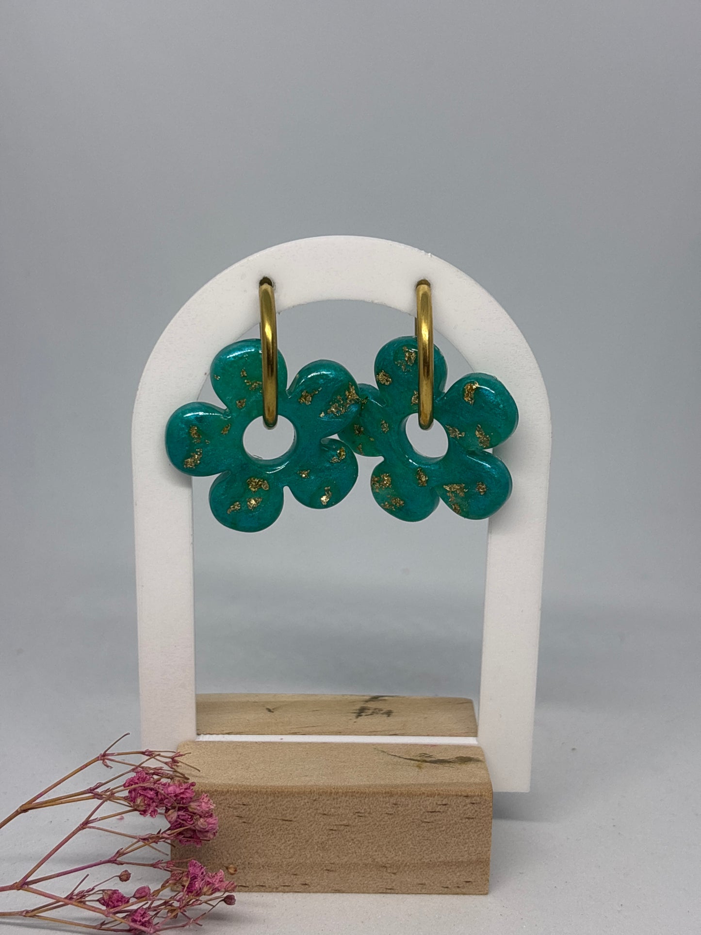 Bernarde - Teal / feuilles or