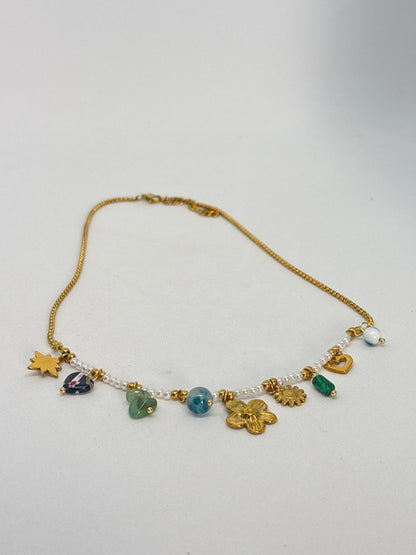 Collier multi-breloques - plaqué or 18k