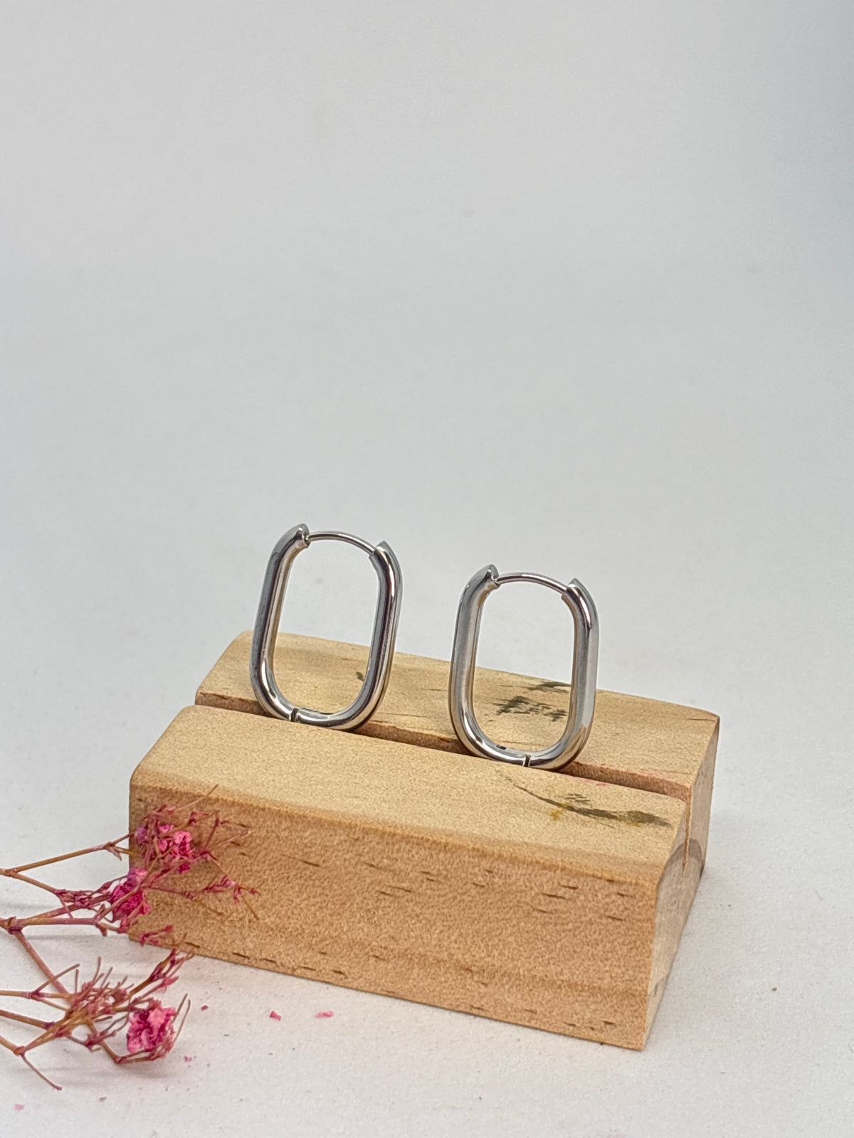 ✨ Créoles ovales - plaqué or blanc 18K
