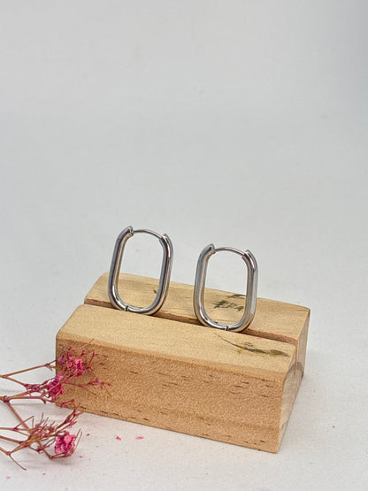 ✨ Créoles ovales - plaqué or blanc 18K