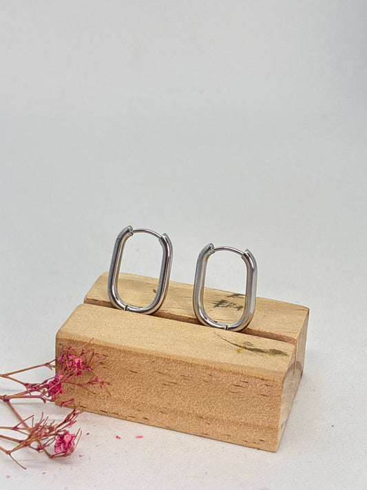✨ Créoles ovales - plaqué or blanc 18K