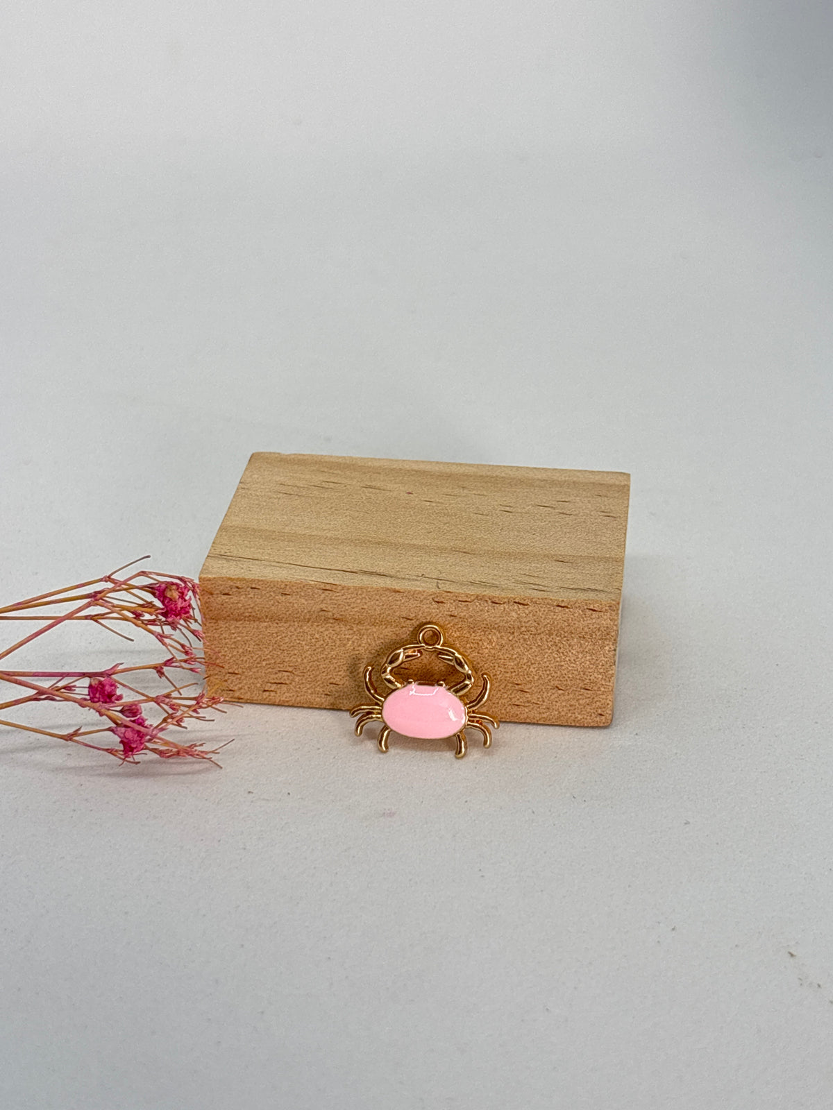 Breloque crabe rose - acier inoxydable