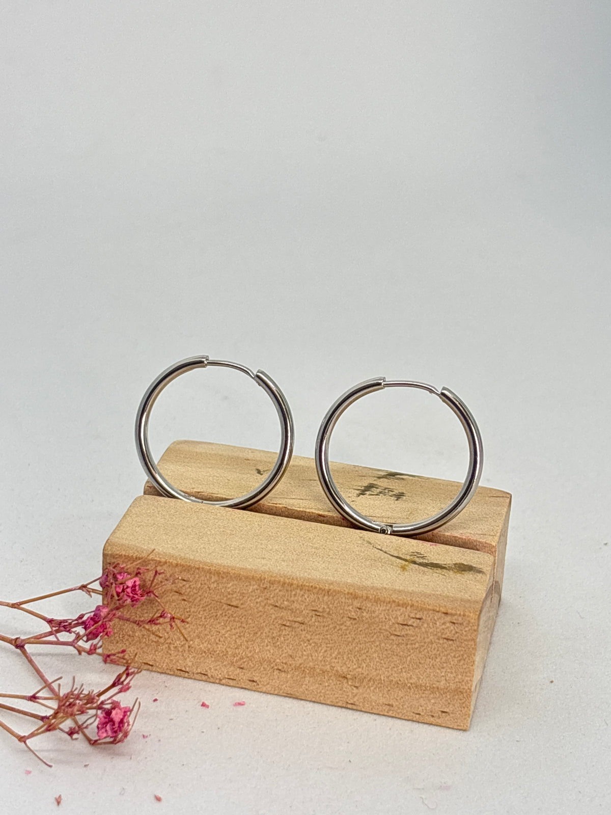 ✨ Créoles simple - plaqué or blanc 18K
