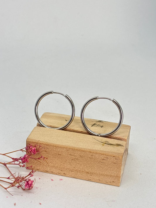 ✨ Créoles simple - plaqué or blanc 18K