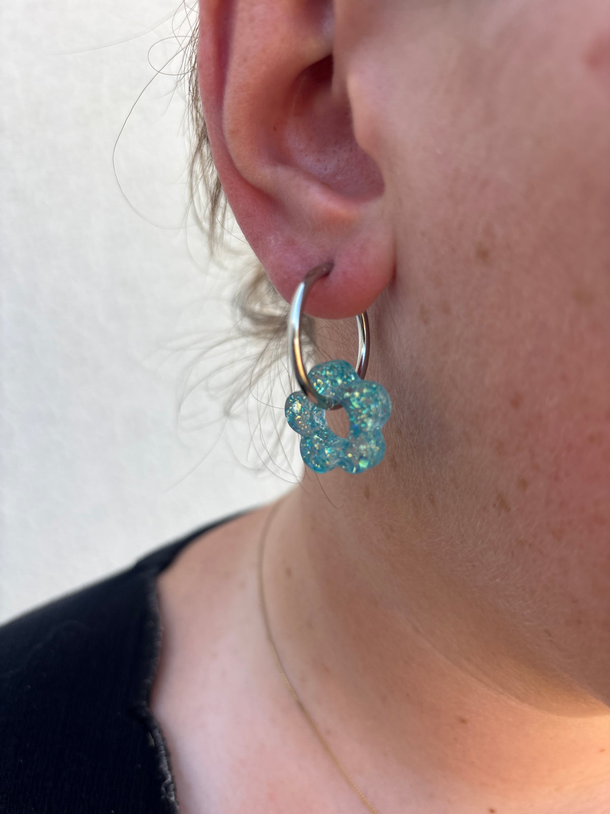 ✨ Créoles simple - plaqué or blanc 18K