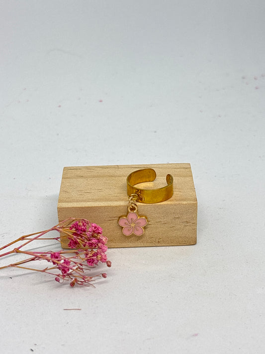 Bague pampille S - fleur Sakura rose