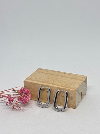 ⭐️ Créoles rectangulaire couleur argent - 2,1 cm de hauteur
