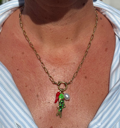 Collier multi-breloques océan - plaqué or 18k