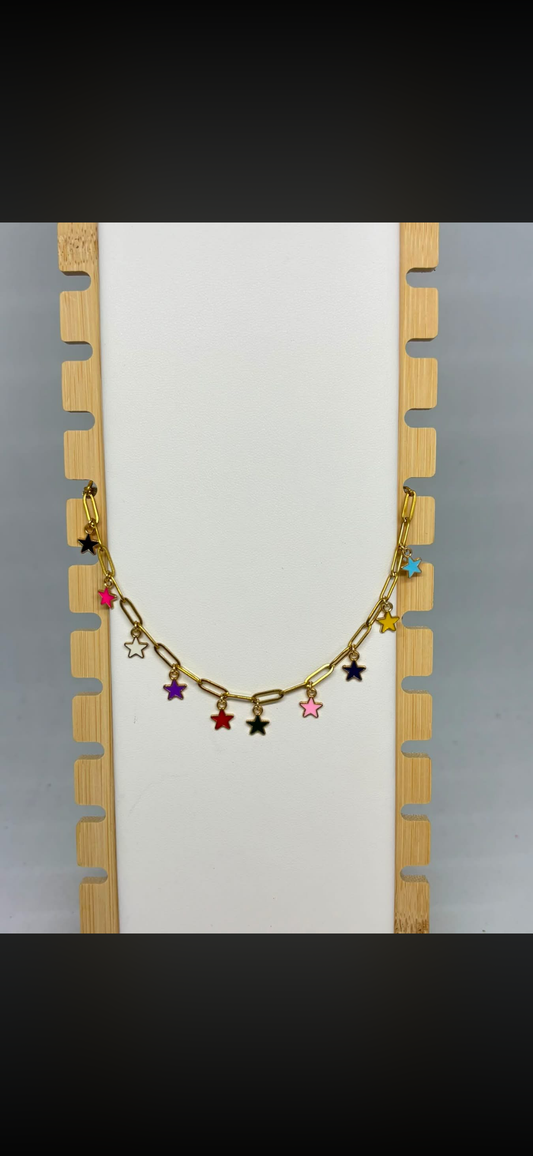 Bracelet - chaîne acier inoxydable / breloques fantaisies